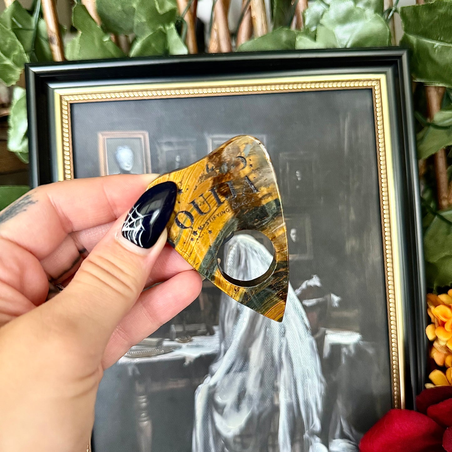 Highest Quality Custom Tigers Eye Ouija Planchette, Strength & Protection Stone