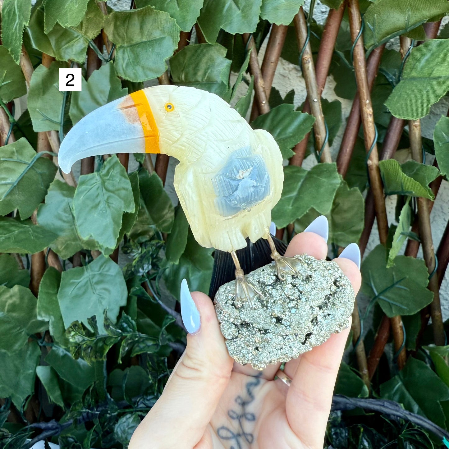 Colorful Carved Toucan, Assorted Crystals, Choose Your Own!