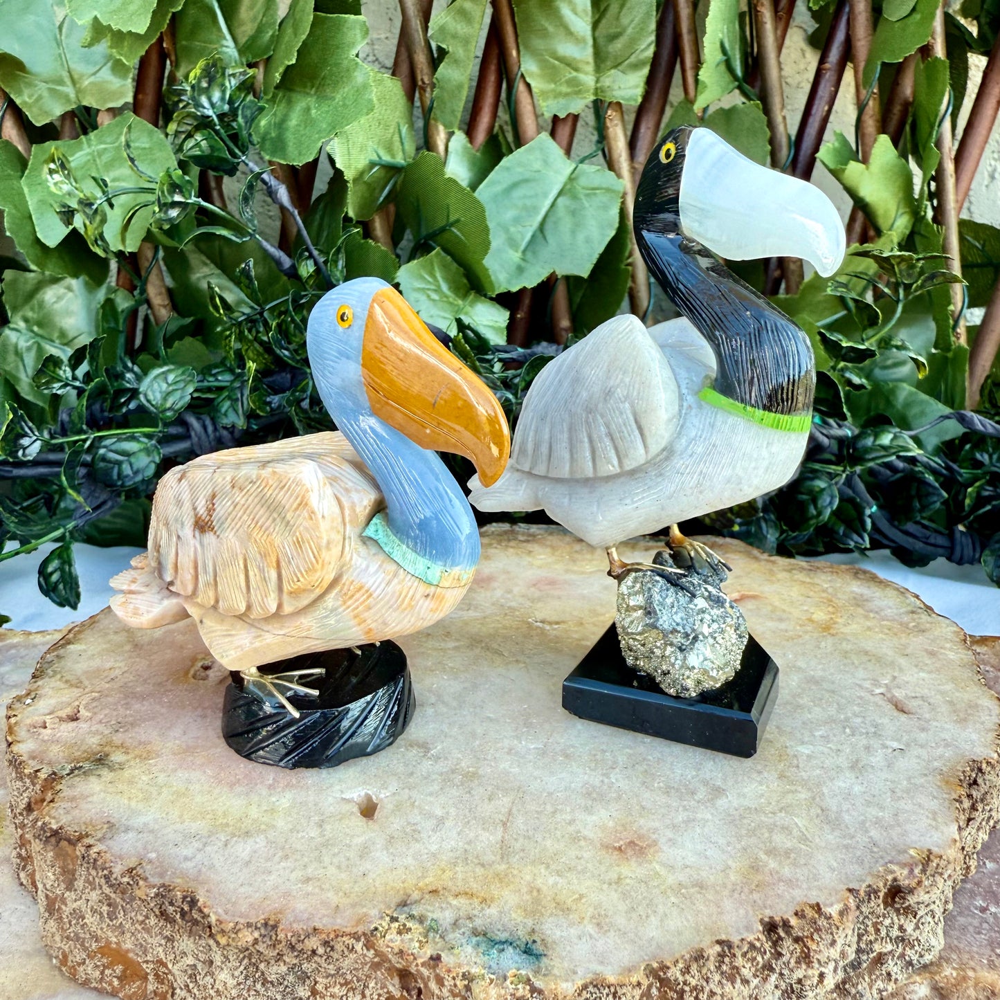 Colorful Carved Pelican, Assorted Crystals, Choose Your Own!