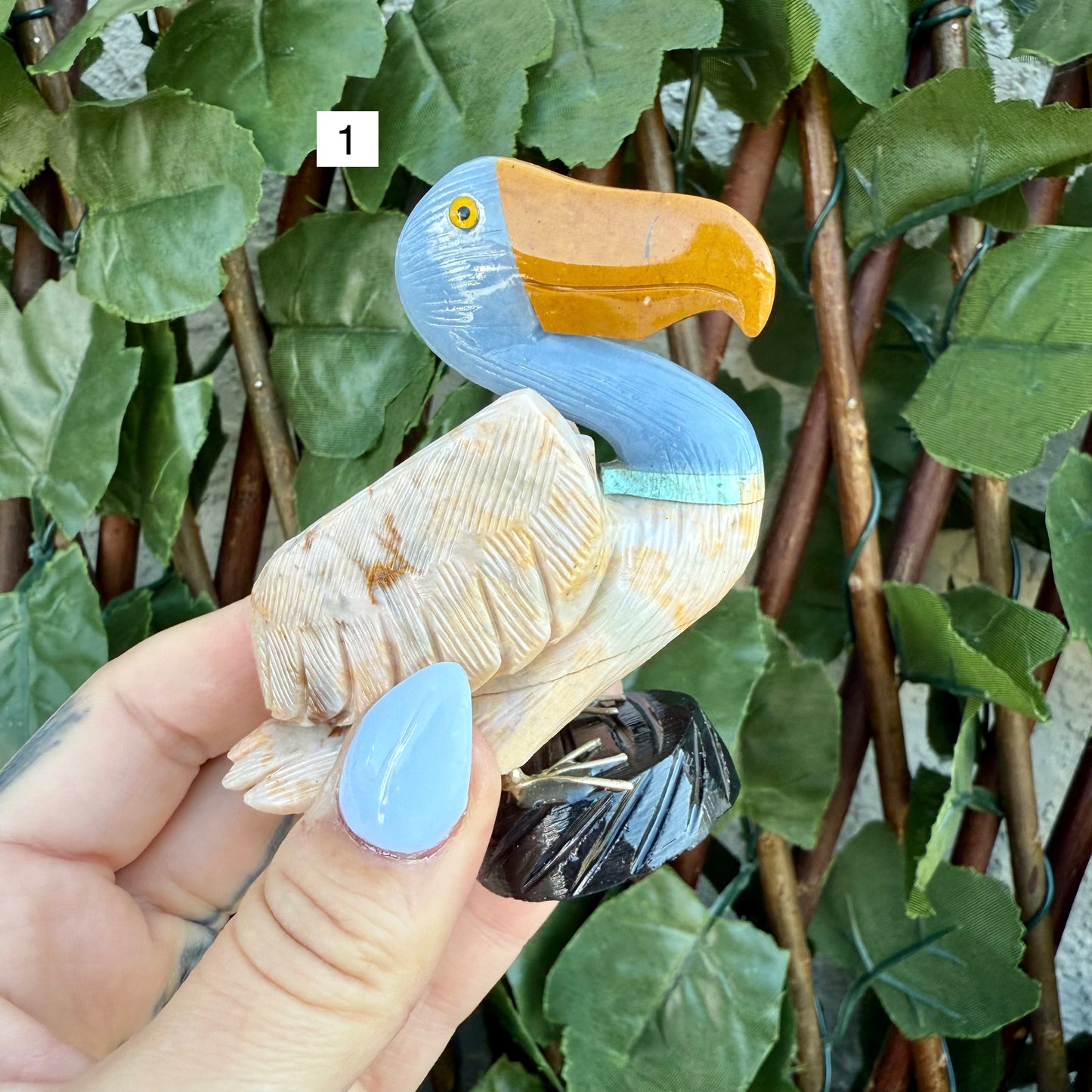 Colorful Carved Pelican, Assorted Crystals, Choose Your Own!