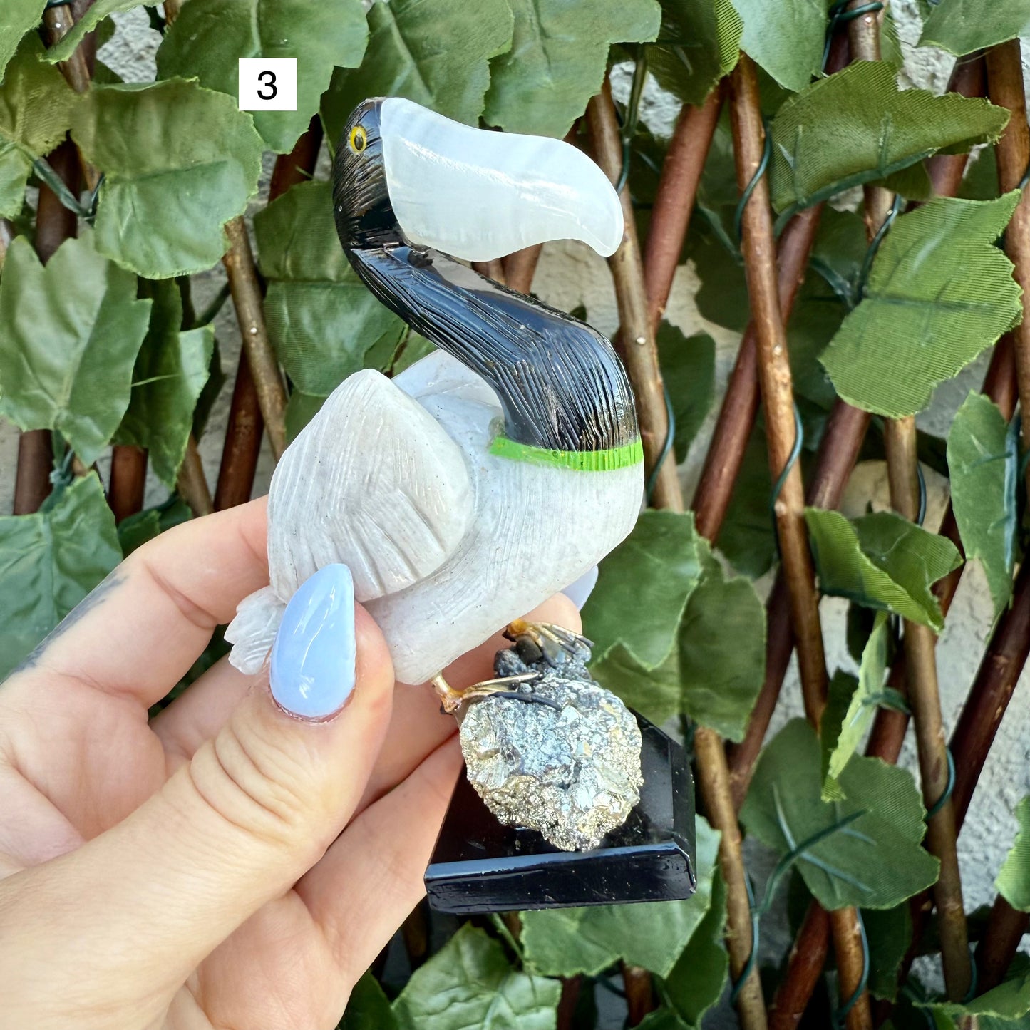 Colorful Carved Pelican, Assorted Crystals, Choose Your Own!