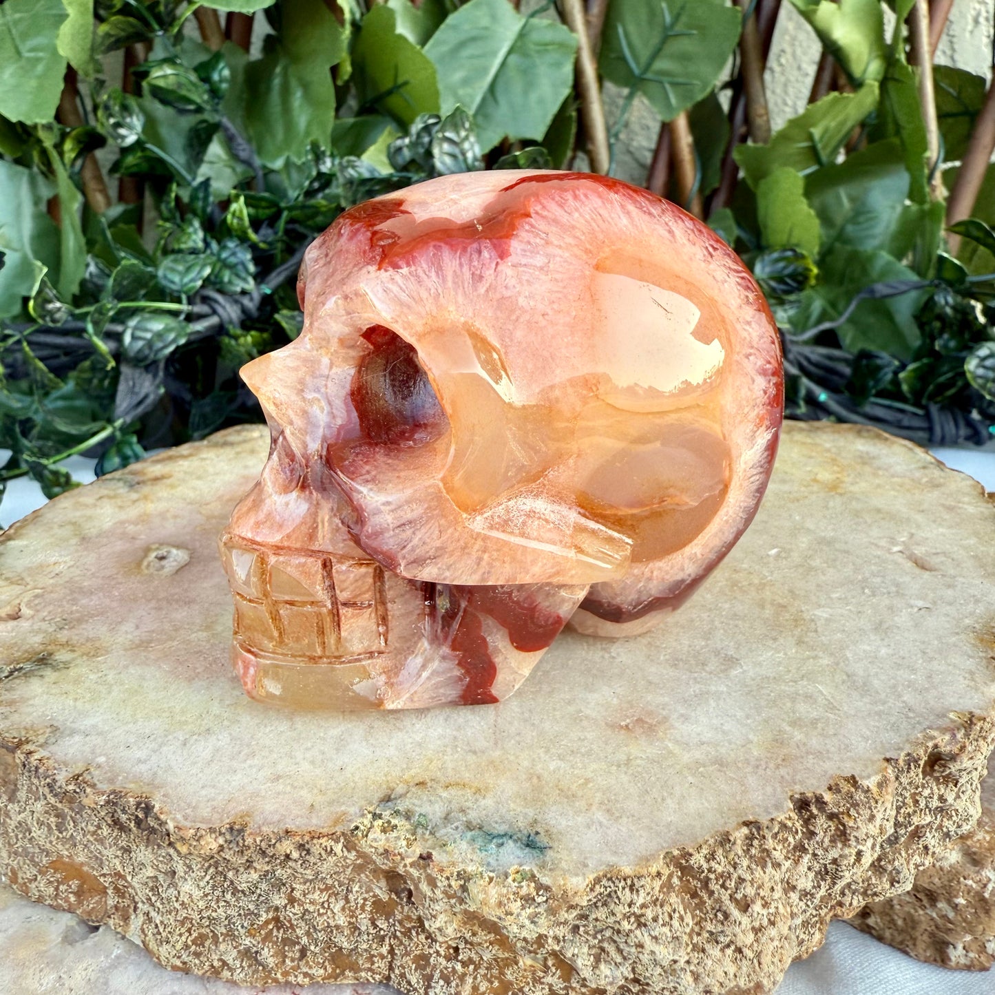 Large Druzy Carnelian Skull, Courage, Love & Passion