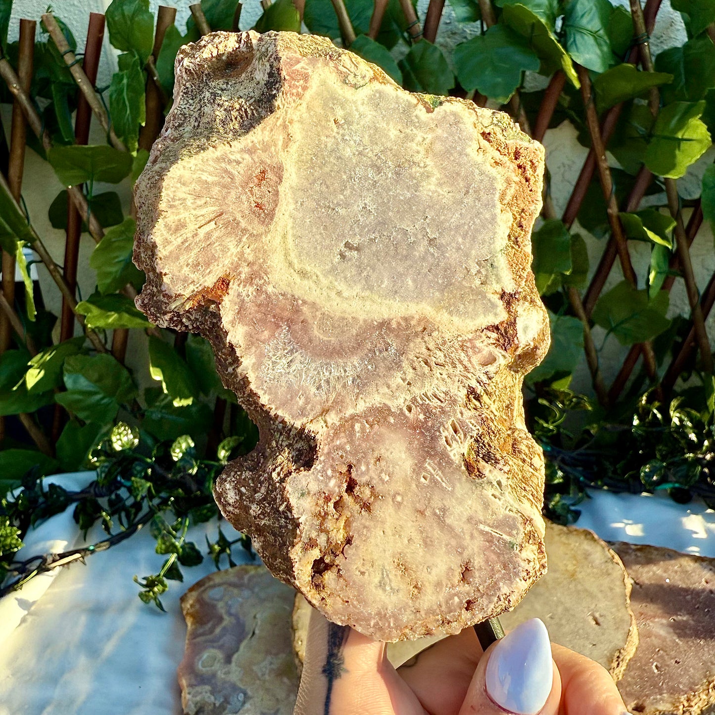 Rare Pink Amethyst Freeform With Stand, Peace, Love & Happiness Stone