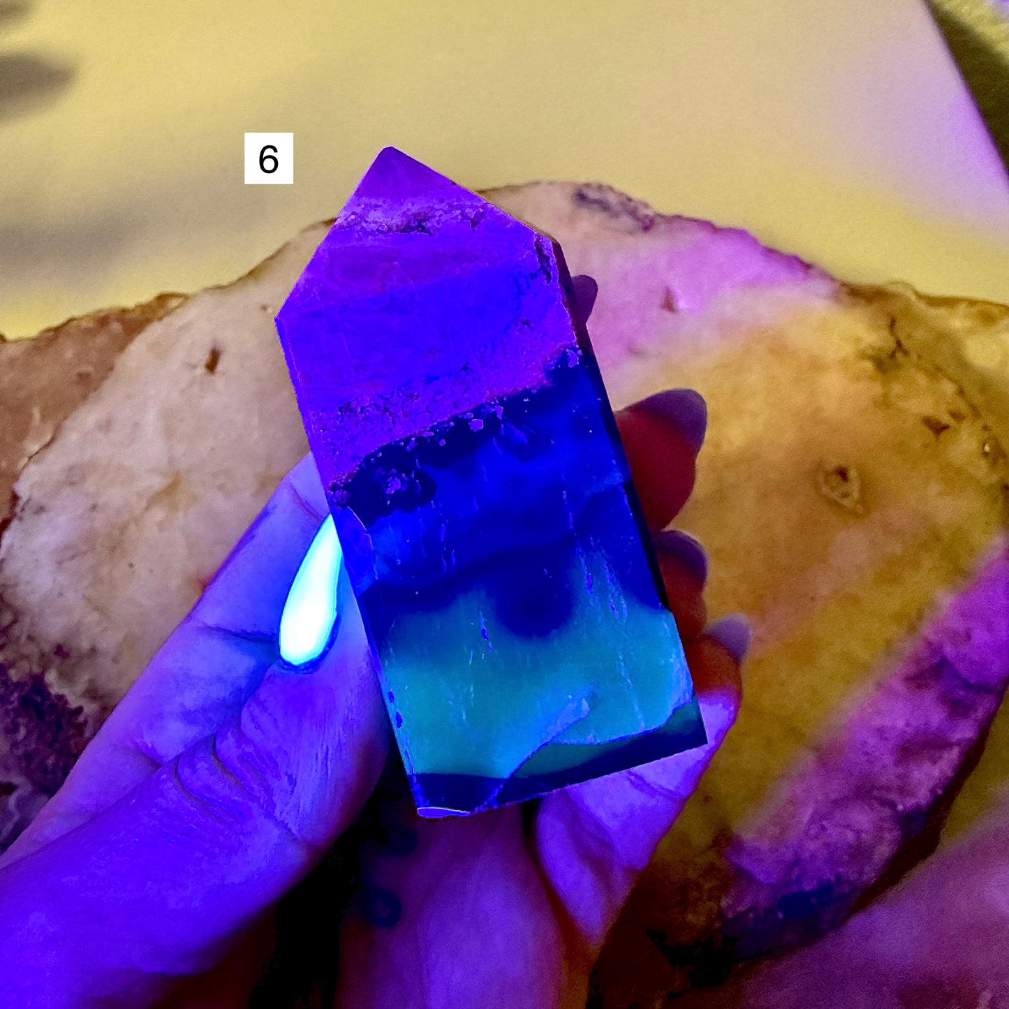 UV Reactive Volcanic Agate Tower, Intuition, Grounding Stone