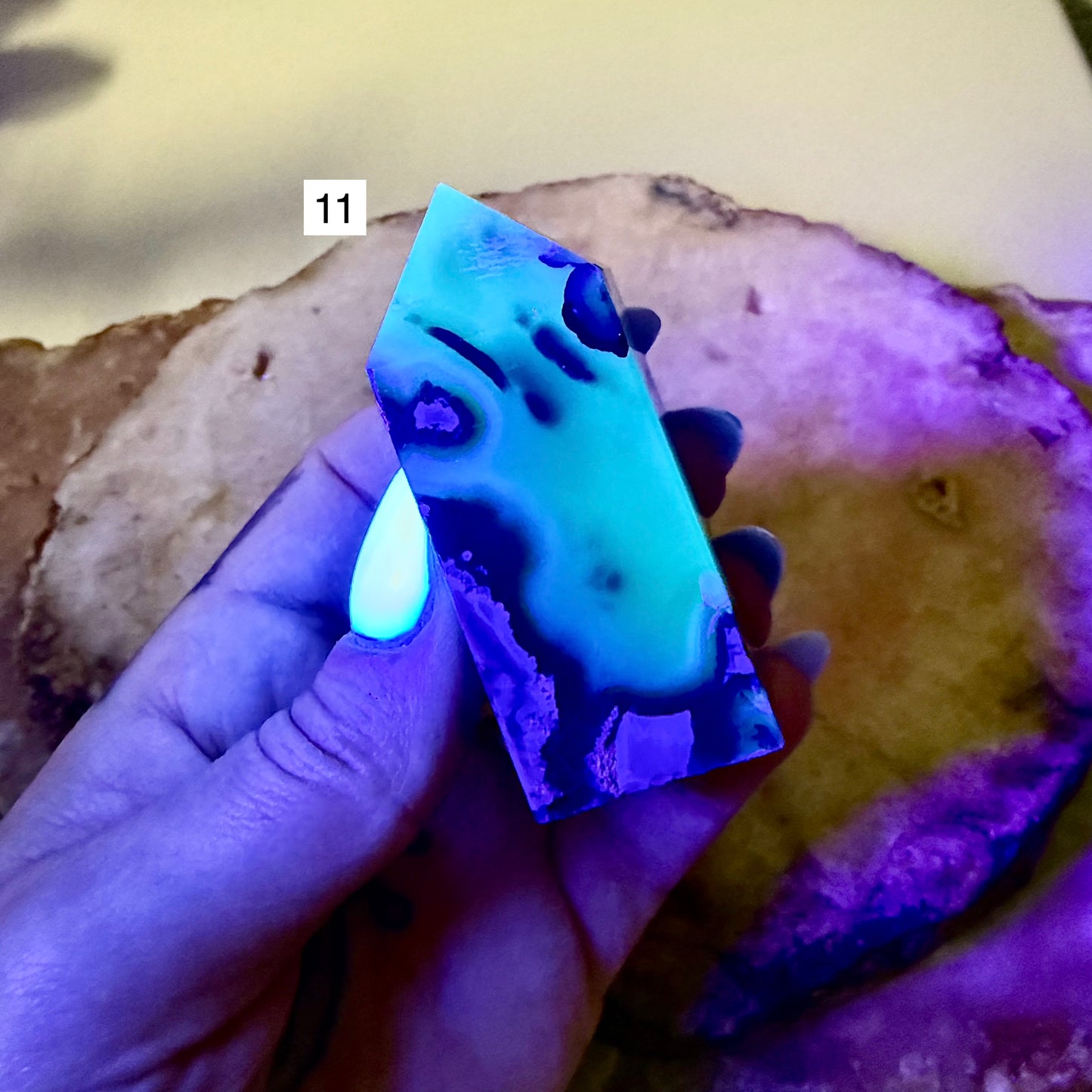 UV Reactive Volcanic Agate Tower, Intuition, Grounding Stone