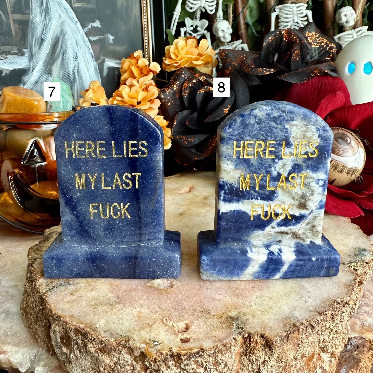 Here Lies My Last F*ck Carved Tombstone, Assorted Crystals, Choose Your Own!