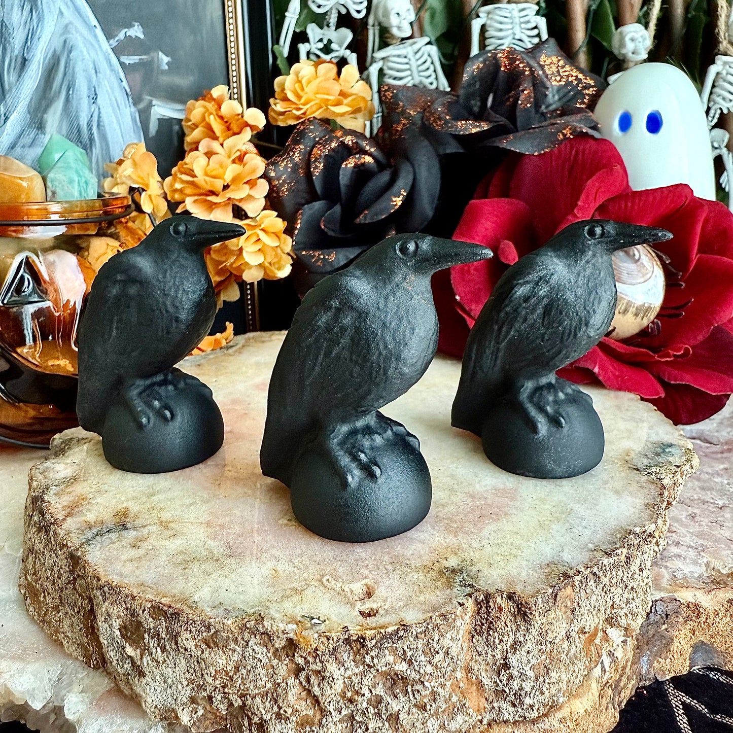 Small Black Obsidian Carved Raven, Powerful Protection, Negativity Crystal