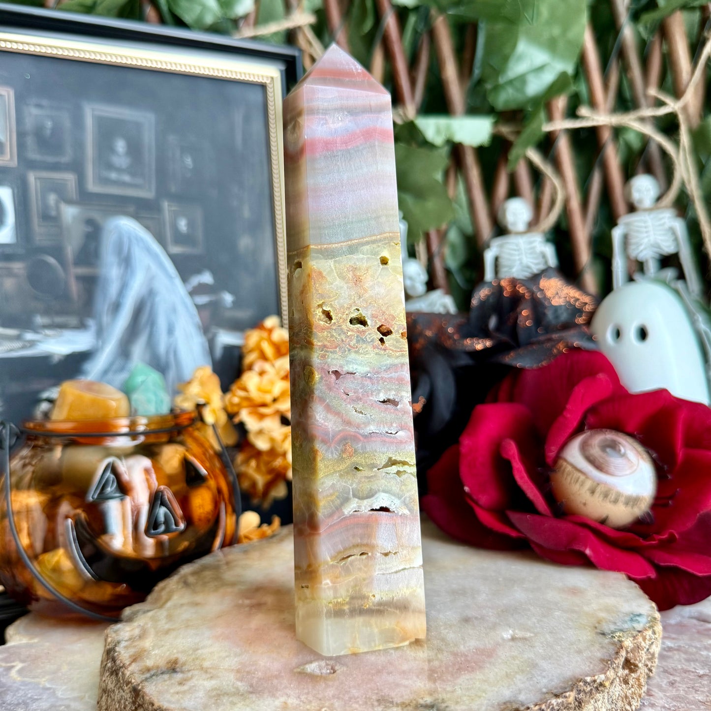 Druzy Pink Onyx Tower, Healing, Self-Love