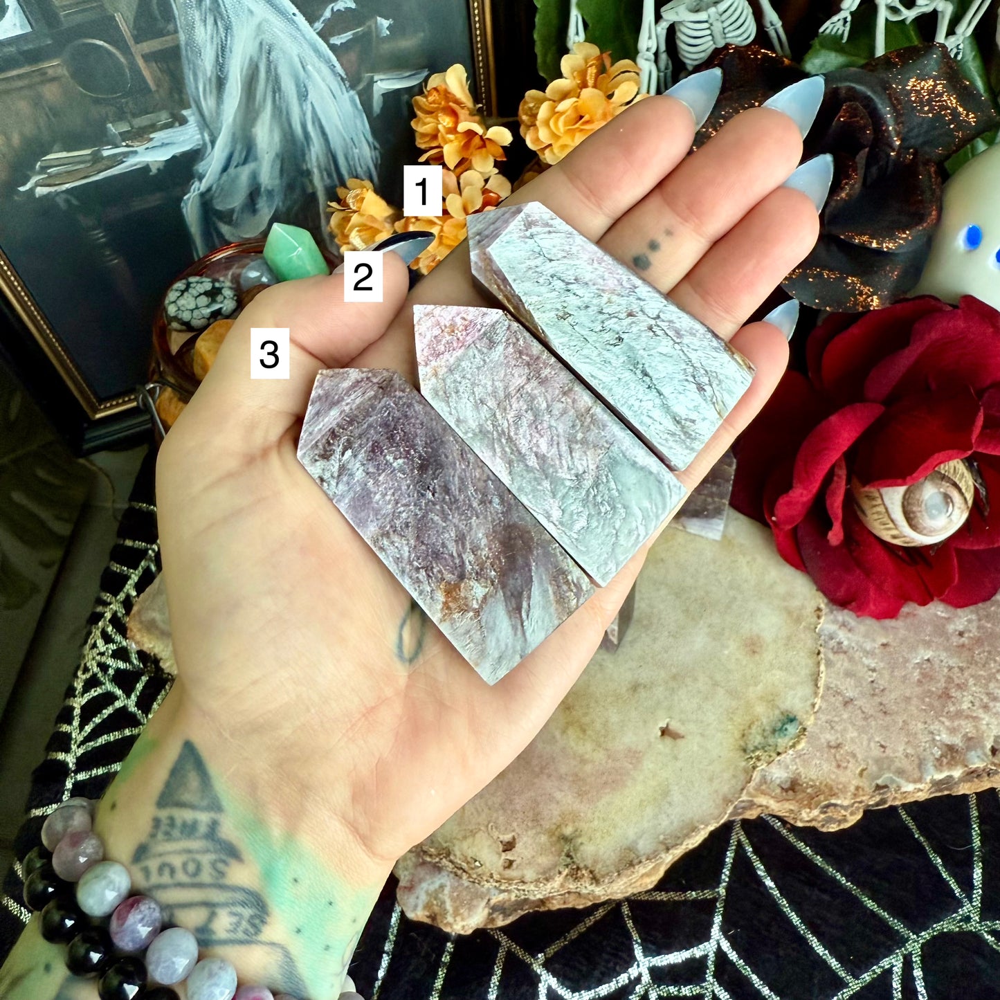 High Flash Purple Mica Lepidolite Tower, Stress & Inner Peace