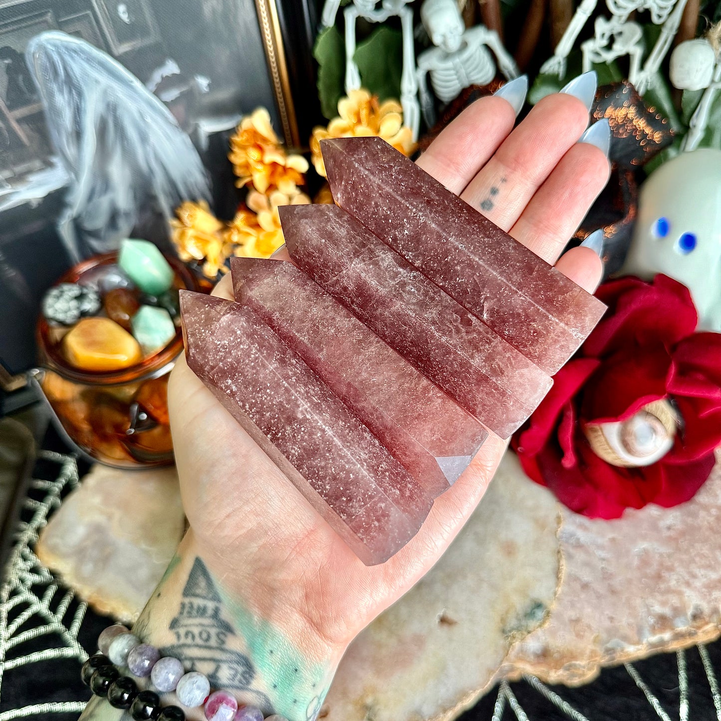Strawberry Quartz Tower, Heart Chakra, Emotional Healing