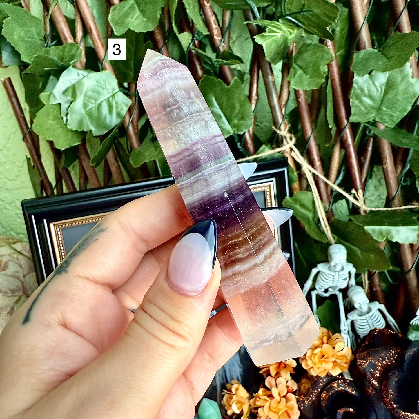 Rainbow Fluorite Tower, Detoxing & Negativity Crystal