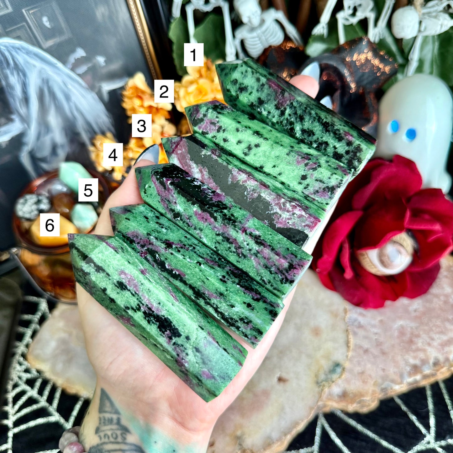 Ruby Zoisite Tower, Emotional Healing, Heart Chakra