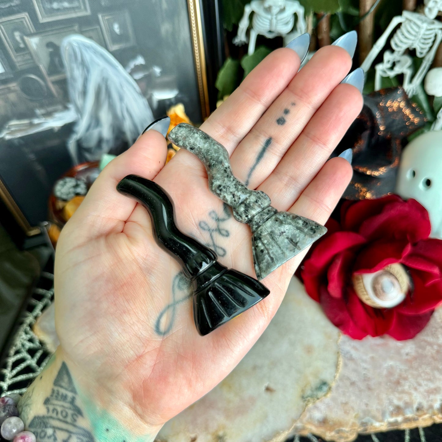Assorted Carved Witch Broom, Choose Your Own!