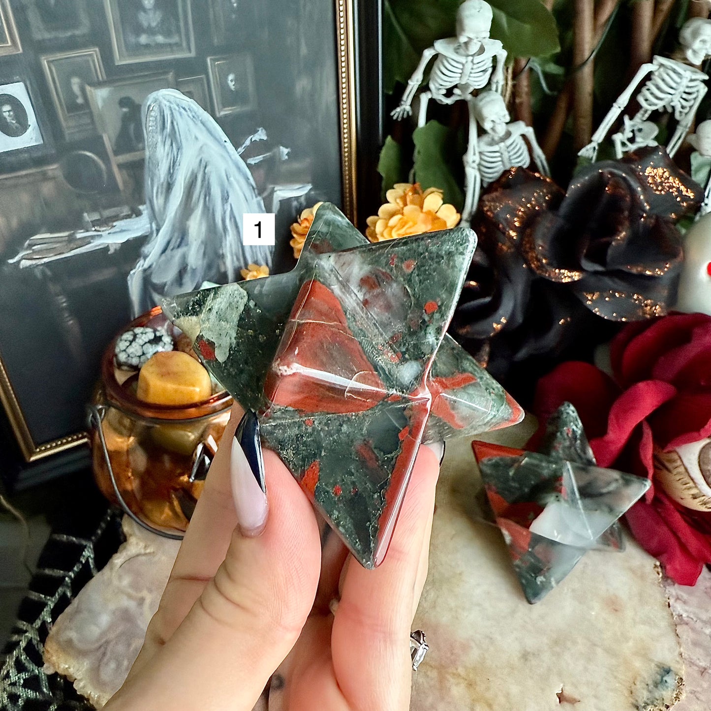 Bloodstone Merkaba, Strength, Courage & Protection Stone