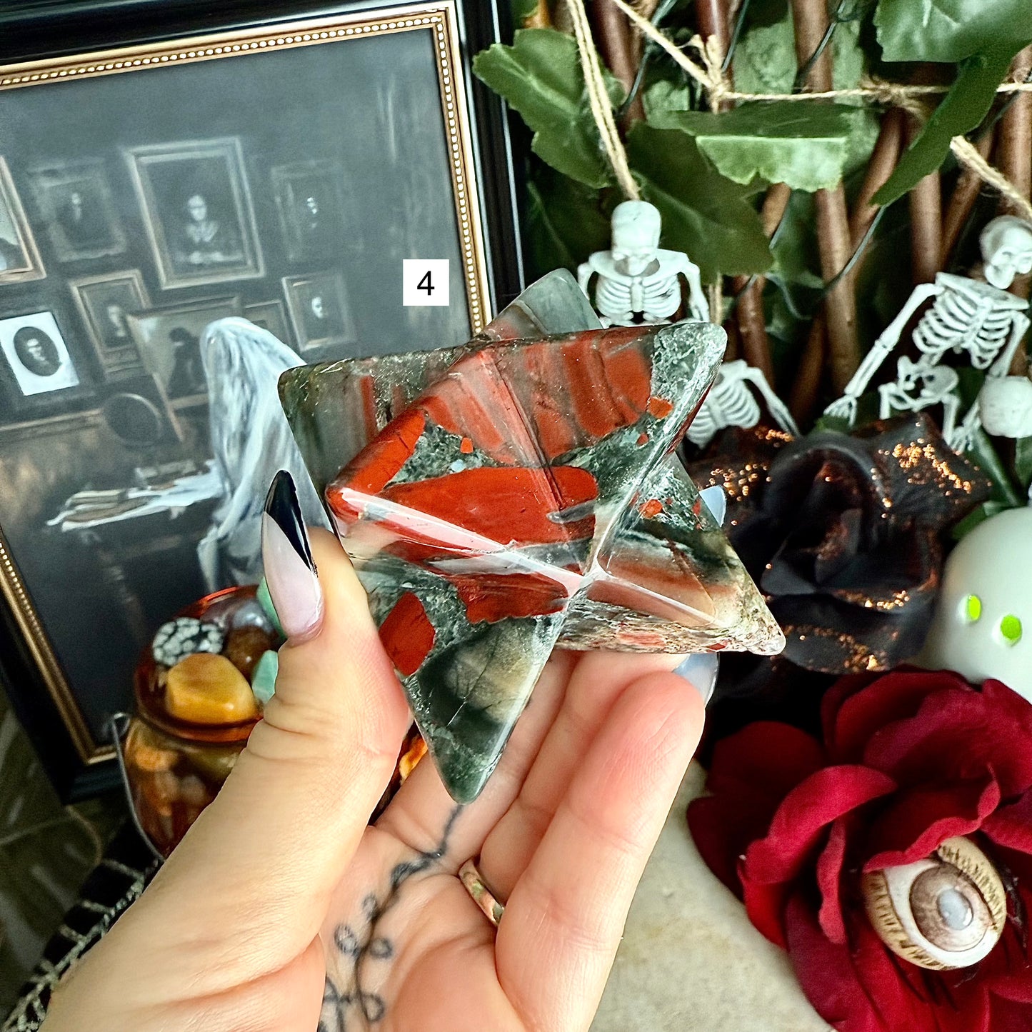 Bloodstone Merkaba, Strength, Courage & Protection Stone