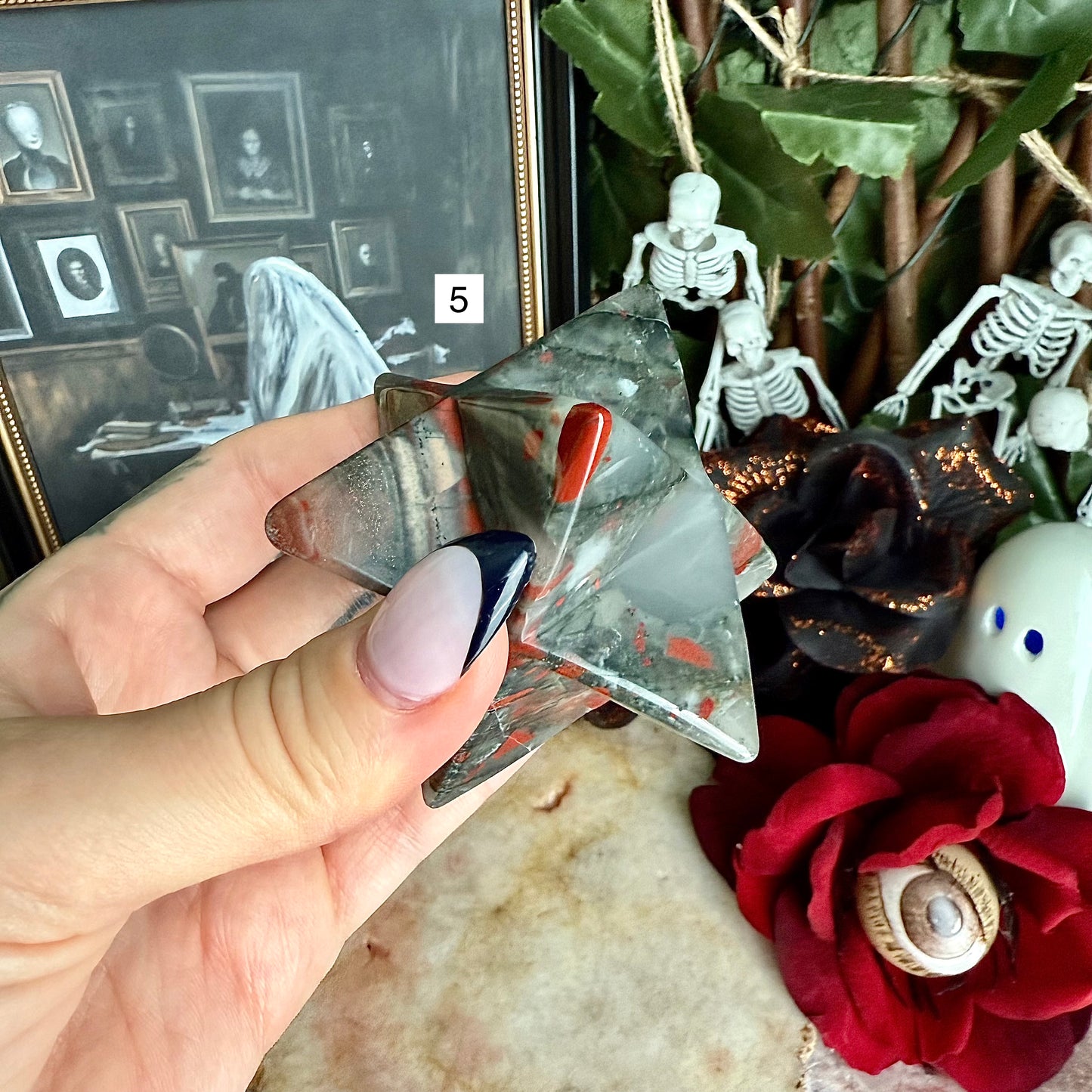 Bloodstone Merkaba, Strength, Courage & Protection Stone