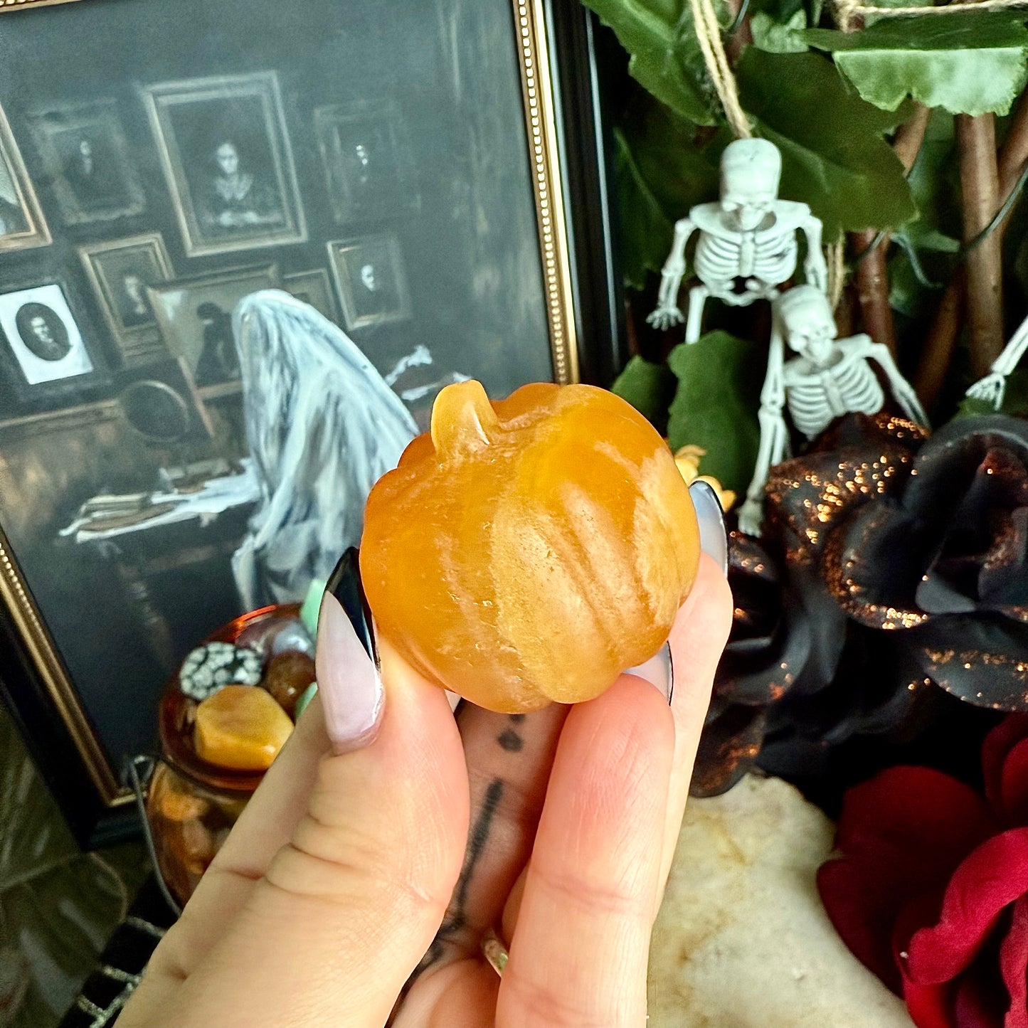 Orange Calcite Carved Pumpkin, Joy & Happiness, Emotional Balance