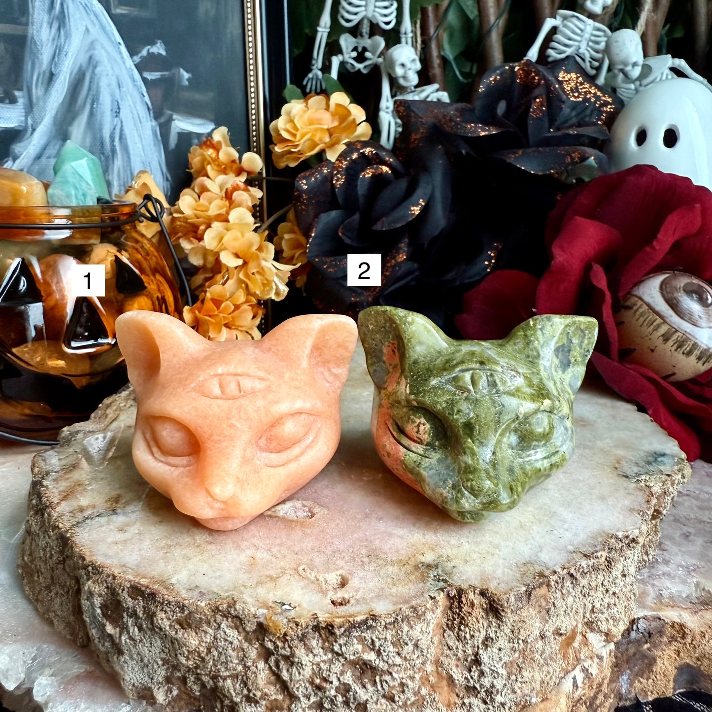 Third Eye Cat Head, Assorted Crystals, Choose Your Own!