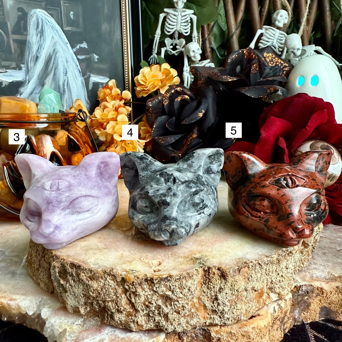 Third Eye Cat Head, Assorted Crystals, Choose Your Own!