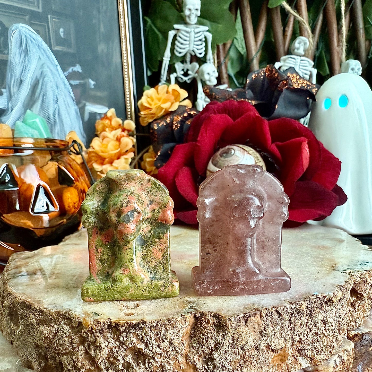 Small Skull Tombstone, Assorted Crystals, Choose Your Own!