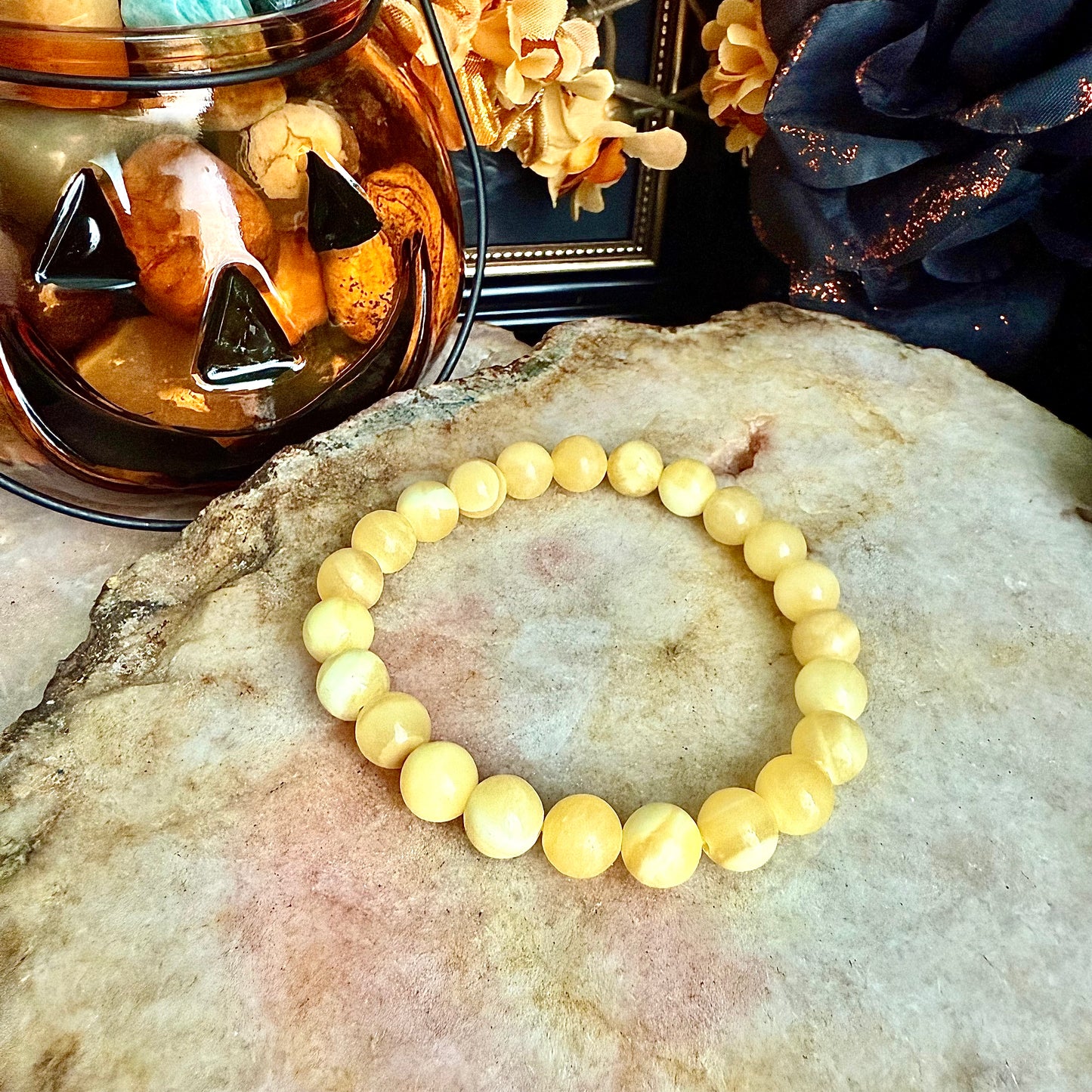 8mm Orange Calcite Bracelet, Joy & Happiness, Emotional Balance