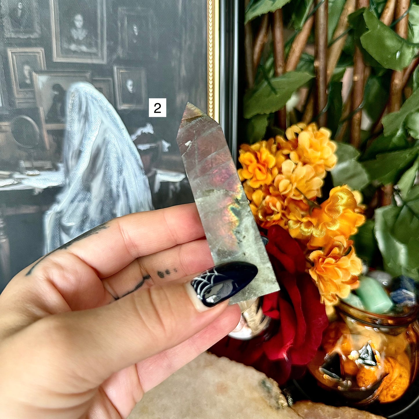High-Flash Sunset Labradorite Tower, Rainbow Flash, Intuition Crystal