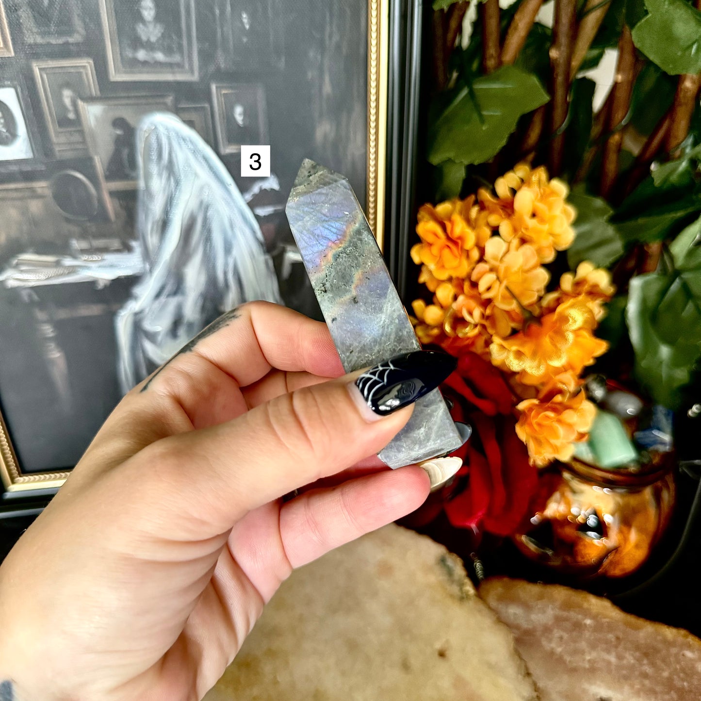 High-Flash Sunset Labradorite Tower, Rainbow Flash, Intuition Crystal