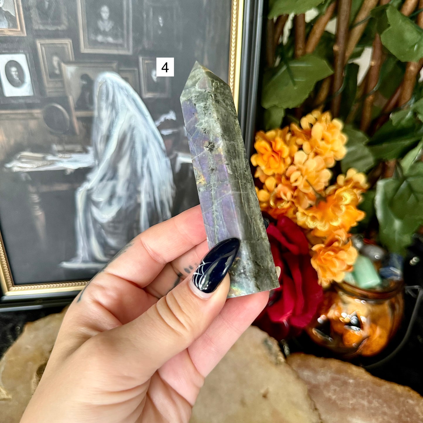 High-Flash Sunset Labradorite Tower, Rainbow Flash, Intuition Crystal