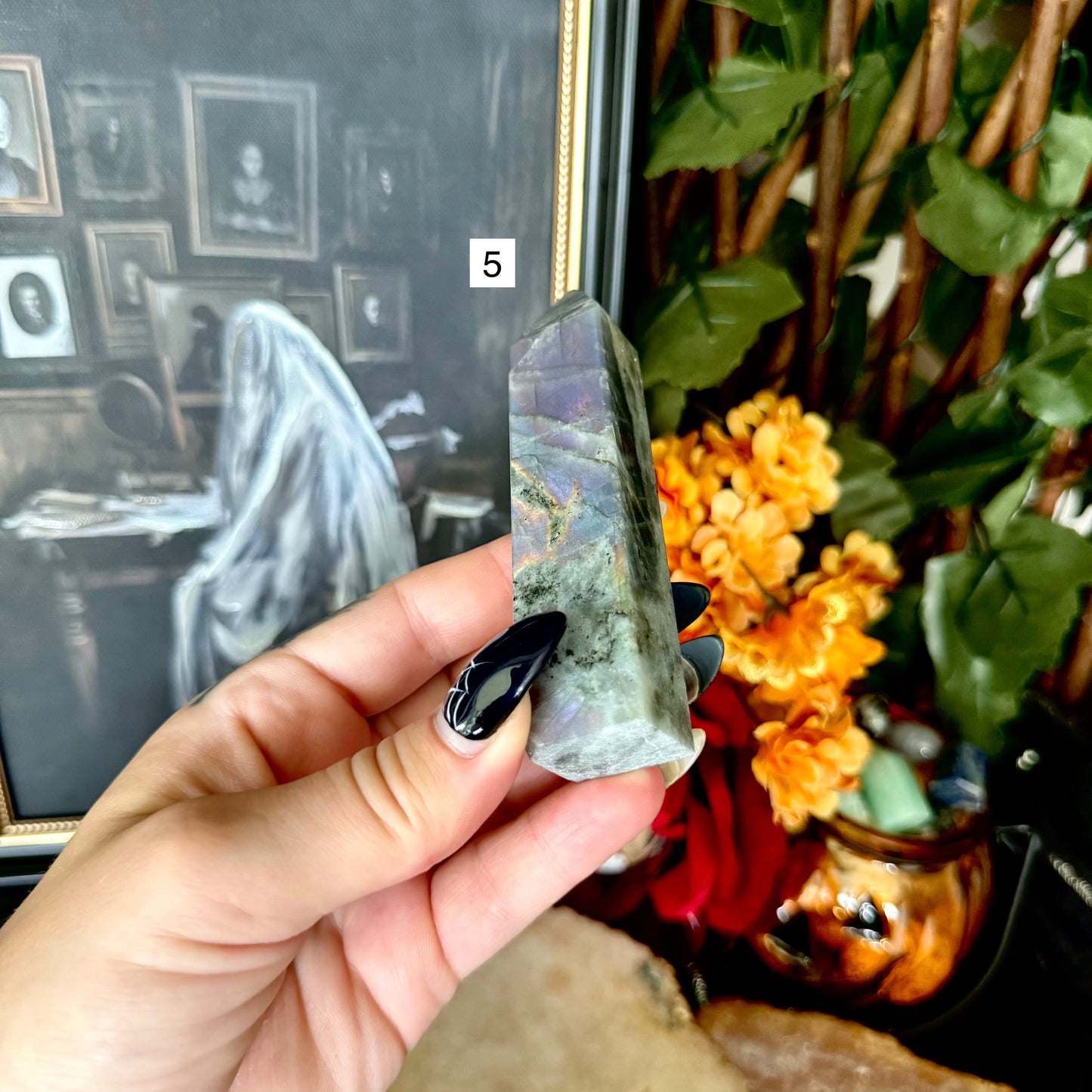High-Flash Sunset Labradorite Tower, Rainbow Flash, Intuition Crystal