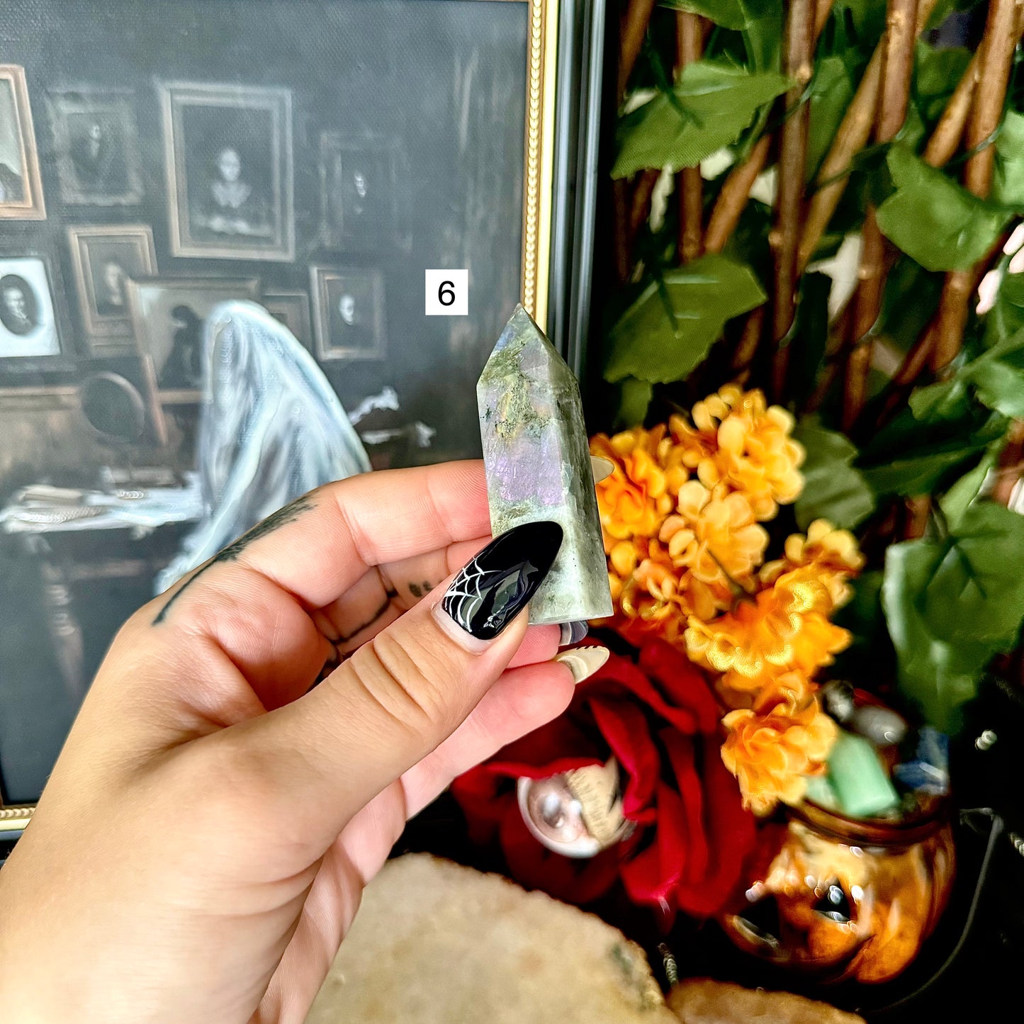 High-Flash Sunset Labradorite Tower, Rainbow Flash, Intuition Crystal