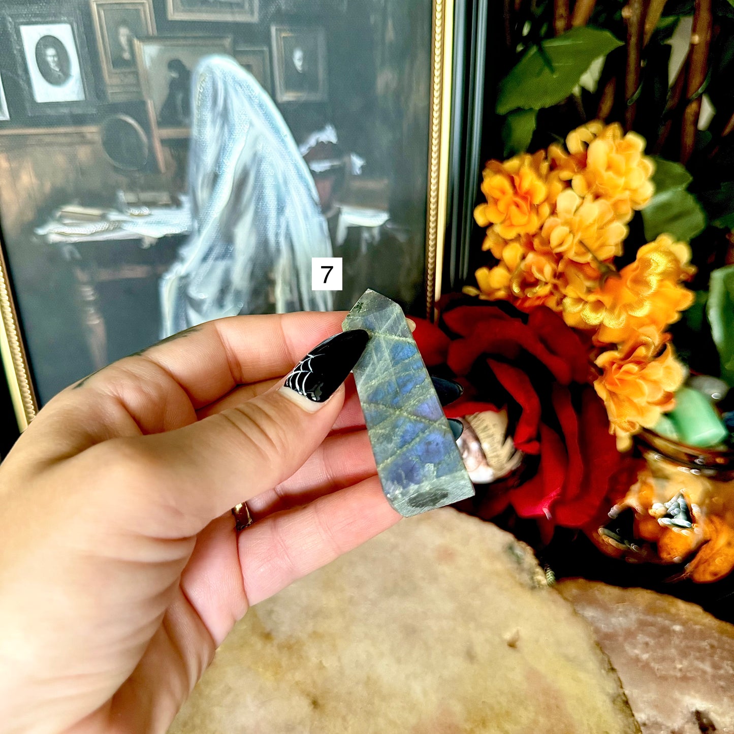 High-Flash Sunset Labradorite Tower, Rainbow Flash, Intuition Crystal