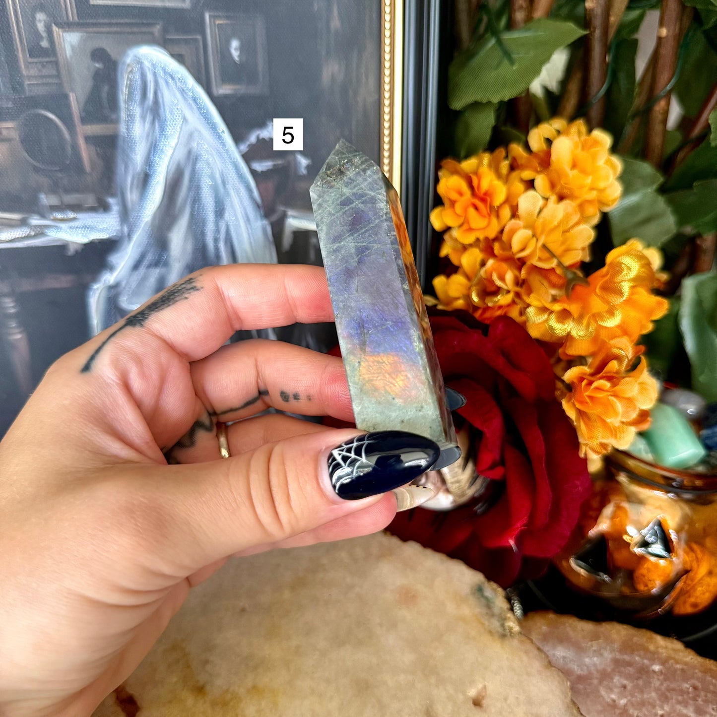 High-Flash Sunset Labradorite Tower, Rainbow Flash, Intuition Crystal