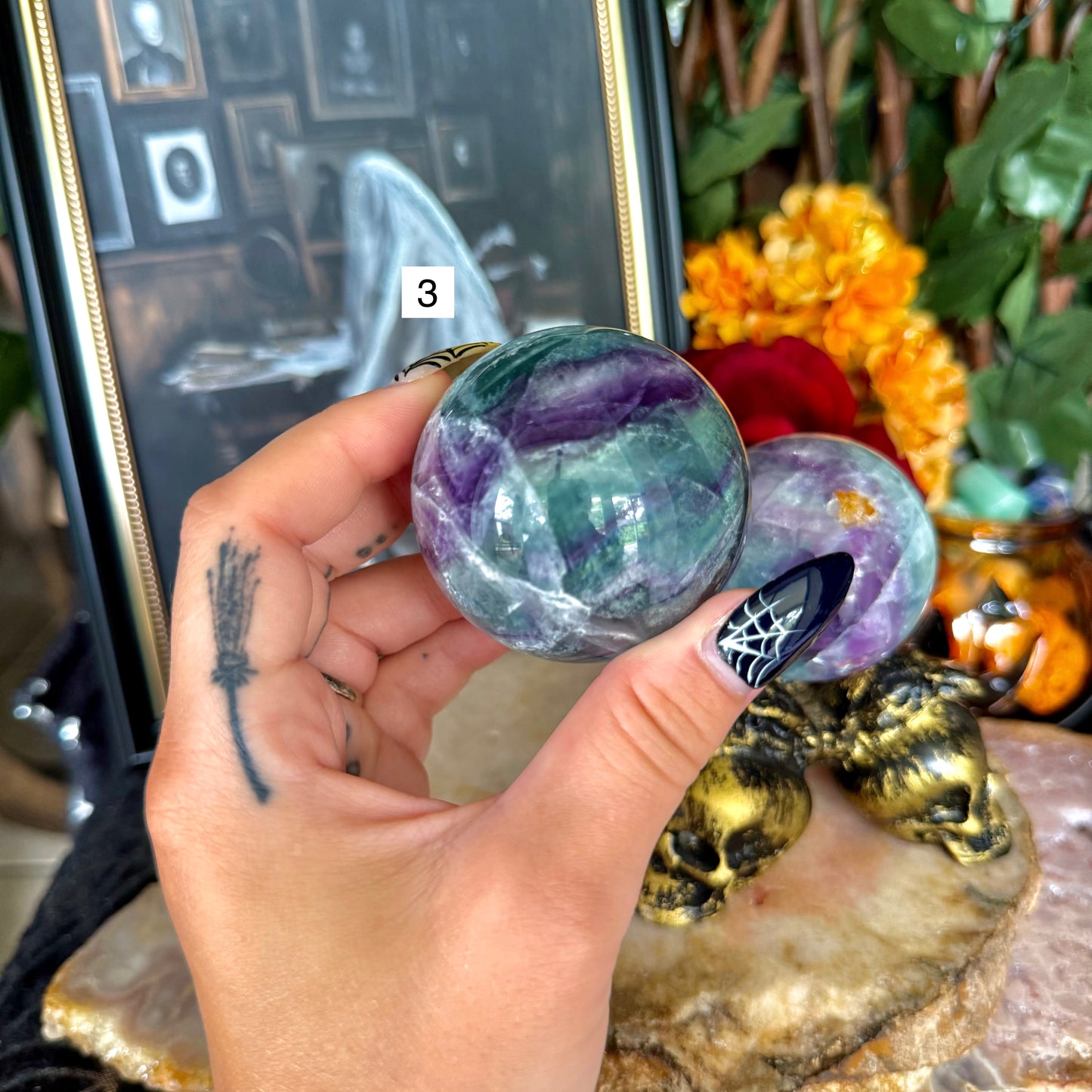 Rainbow Fluorite Sphere, Detoxing & Negativity Stone