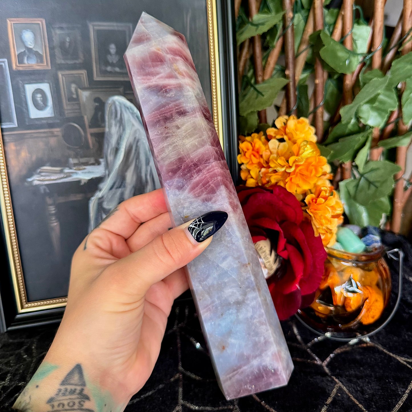 XL Purple Rose Quartz Tower, Heart Chakra, Emotional Healing