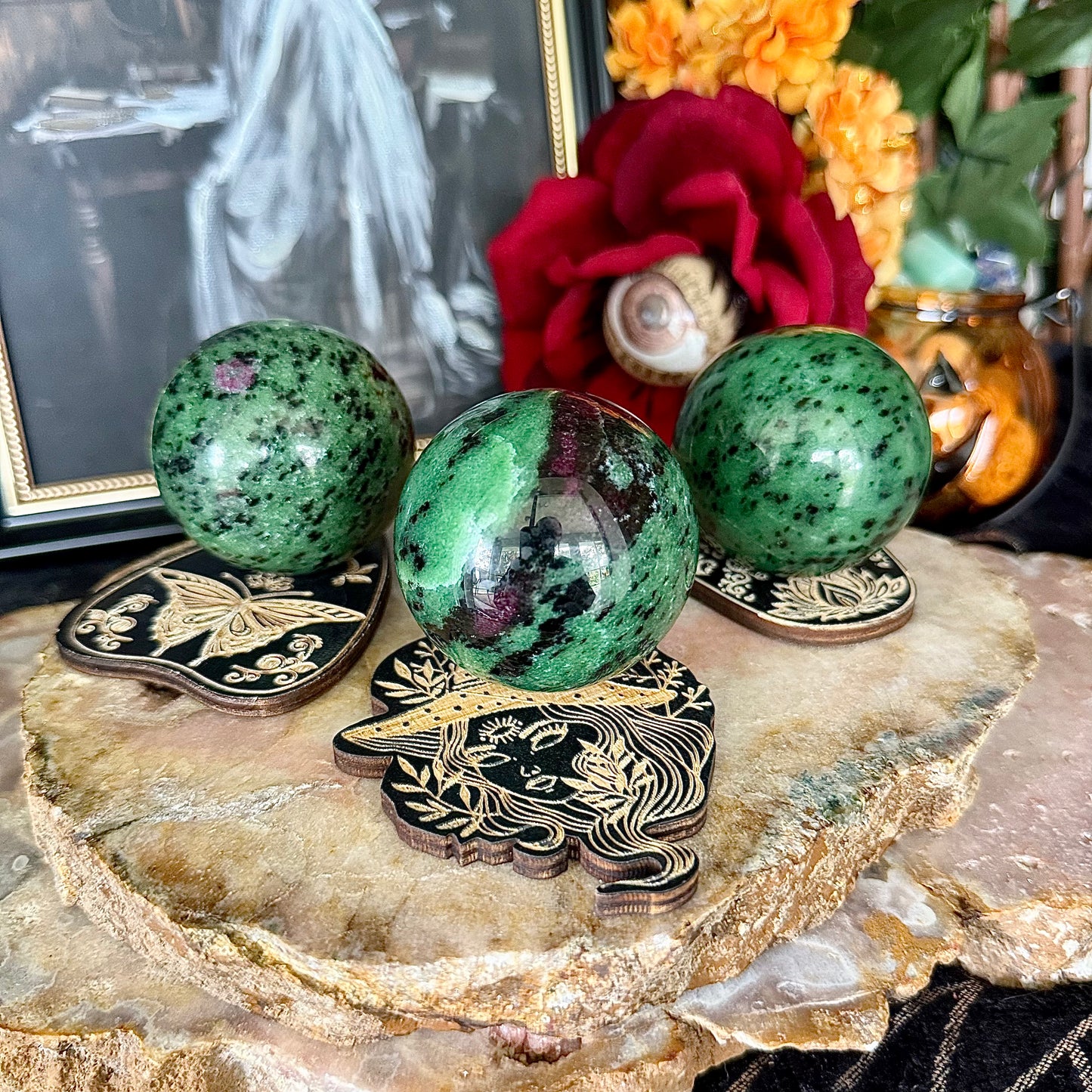 Ruby Zoisite Sphere, Emotional Healing, Heart Chakra