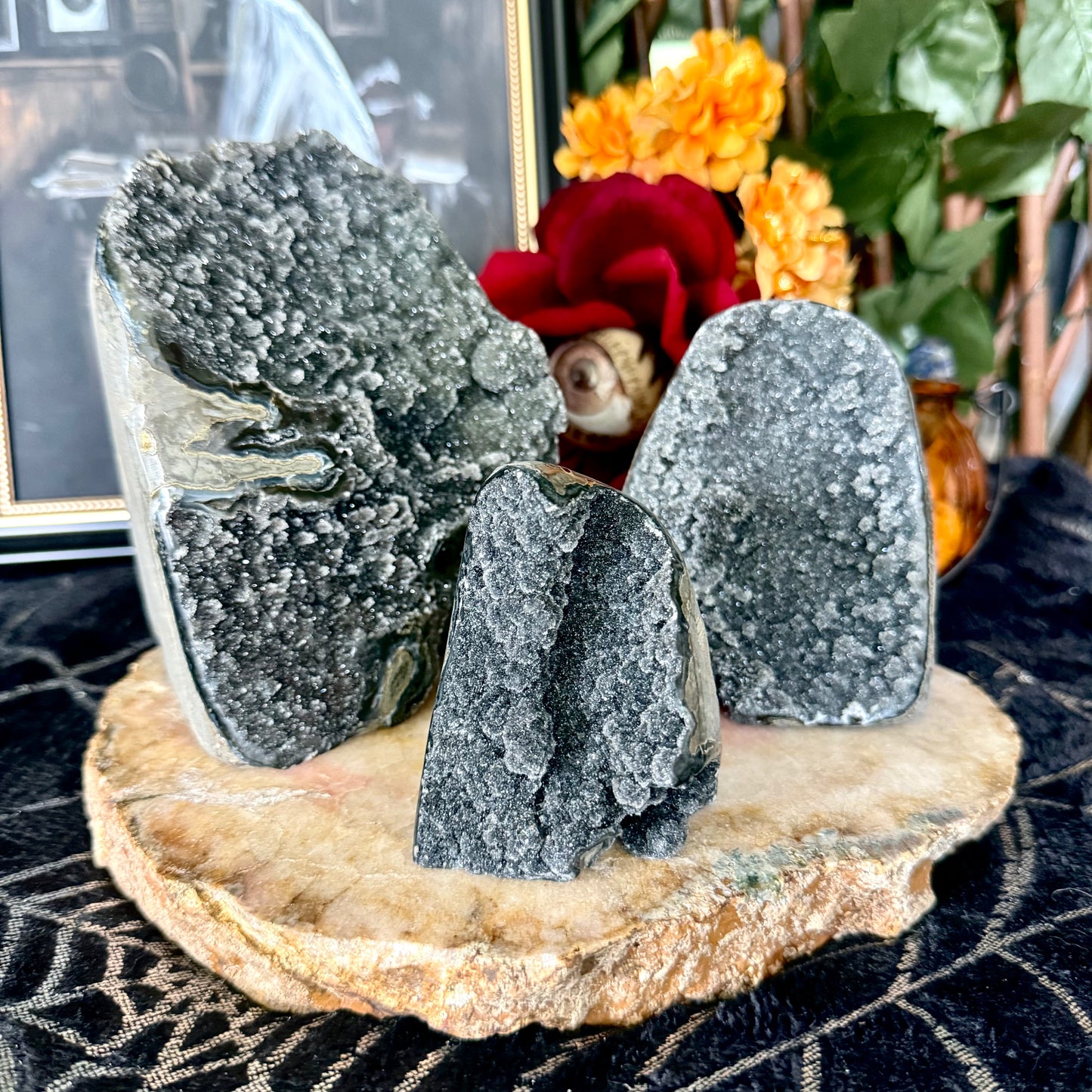 Black Amethyst Cut Base, Grounding, Negativity Stone