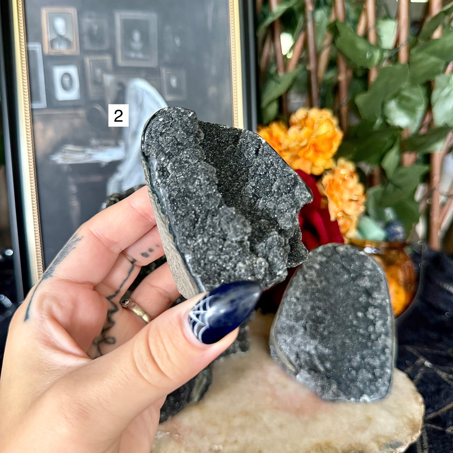 Black Amethyst Cut Base, Grounding, Negativity Stone