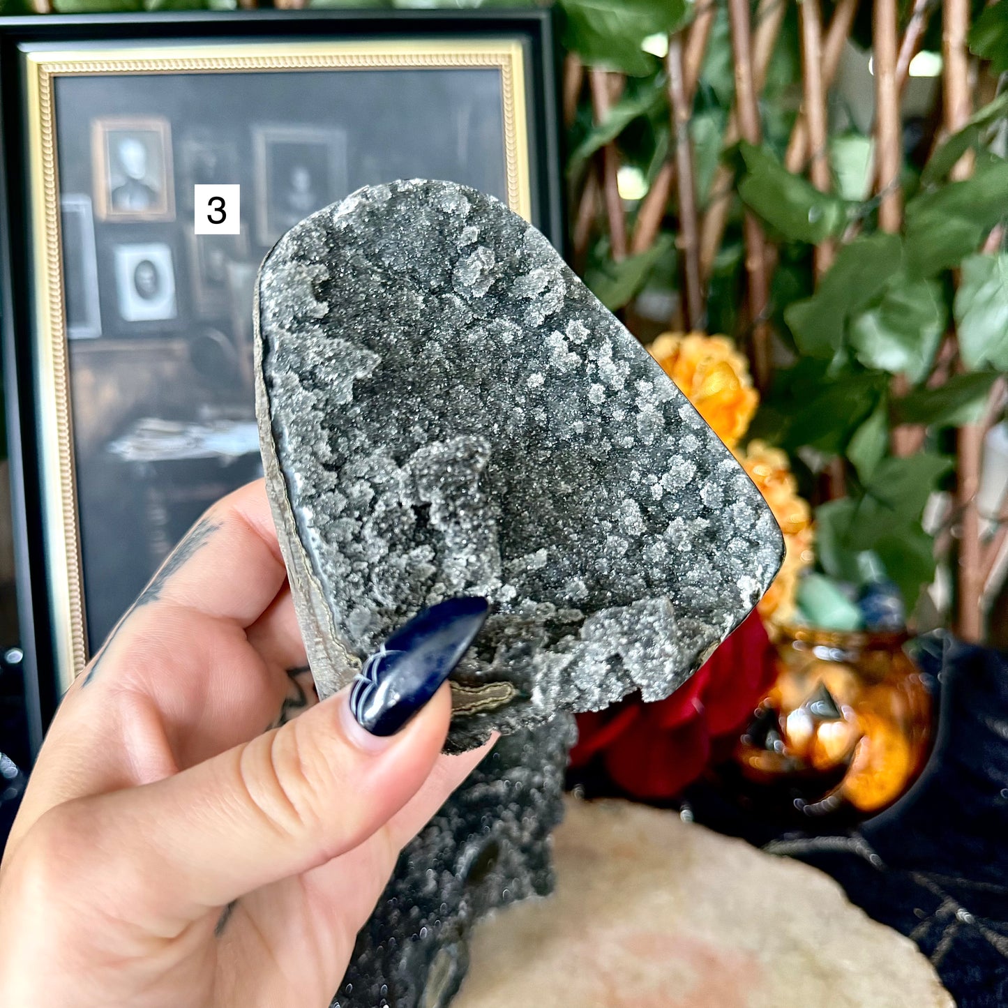 Black Amethyst Cut Base, Grounding, Negativity Stone