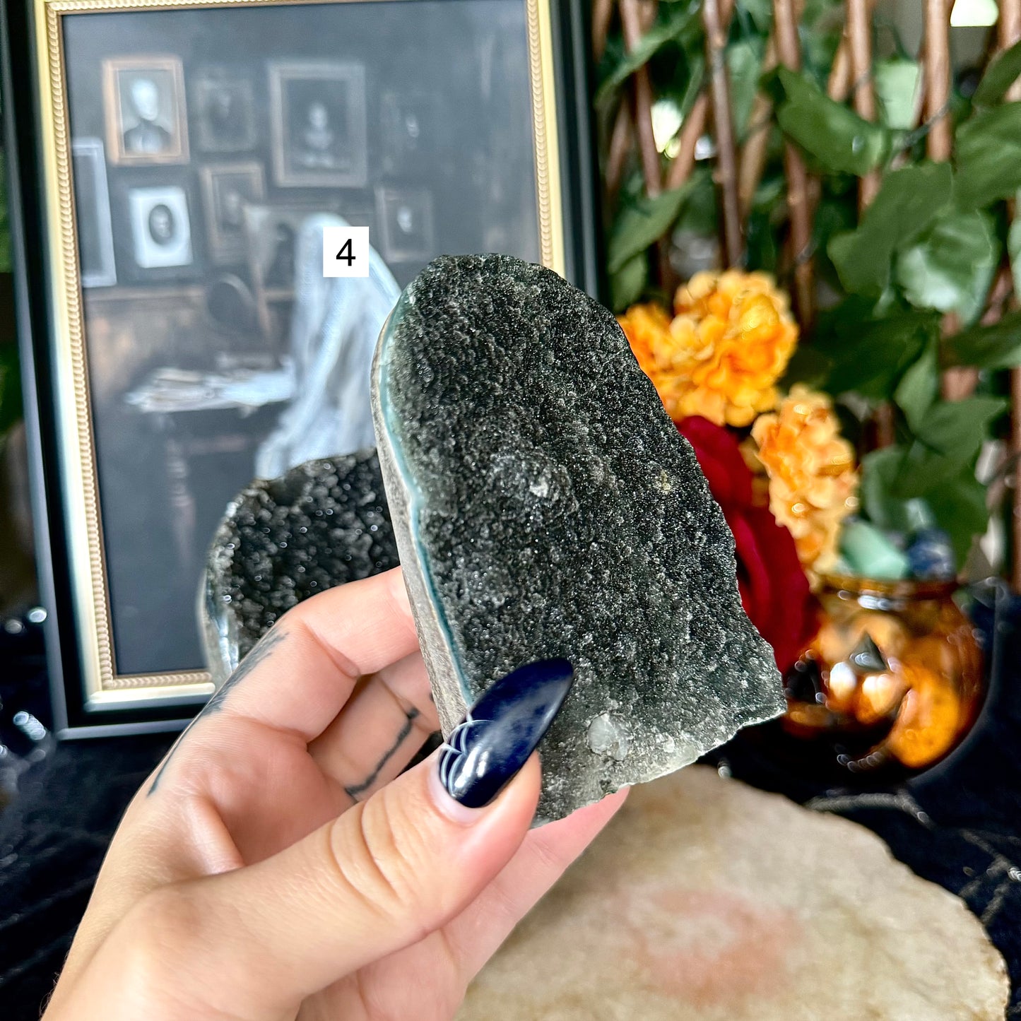 Black Amethyst Cut Base, Grounding, Negativity Stone