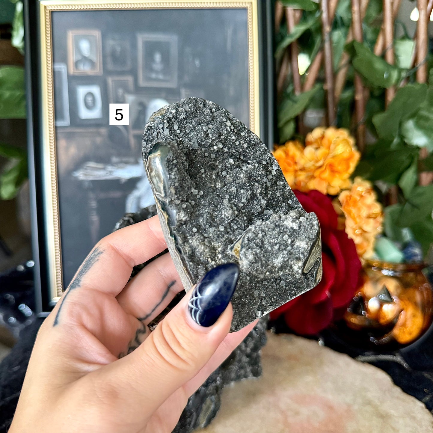 Black Amethyst Cut Base, Grounding, Negativity Stone