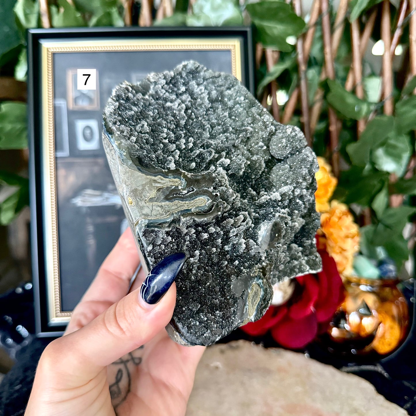 Black Amethyst Cut Base, Grounding, Negativity Stone