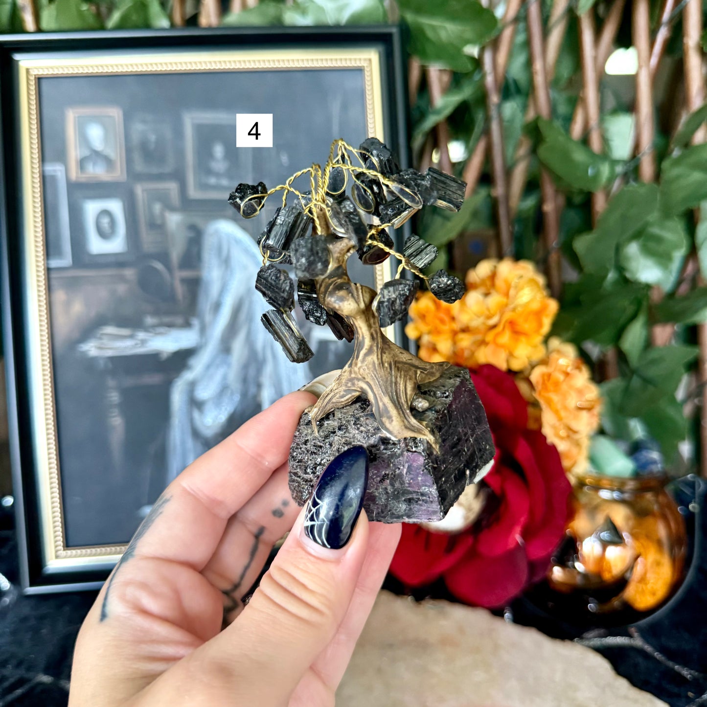 Black Tourmaline Crystal Tree, Protection Stone, Cleansing Stone