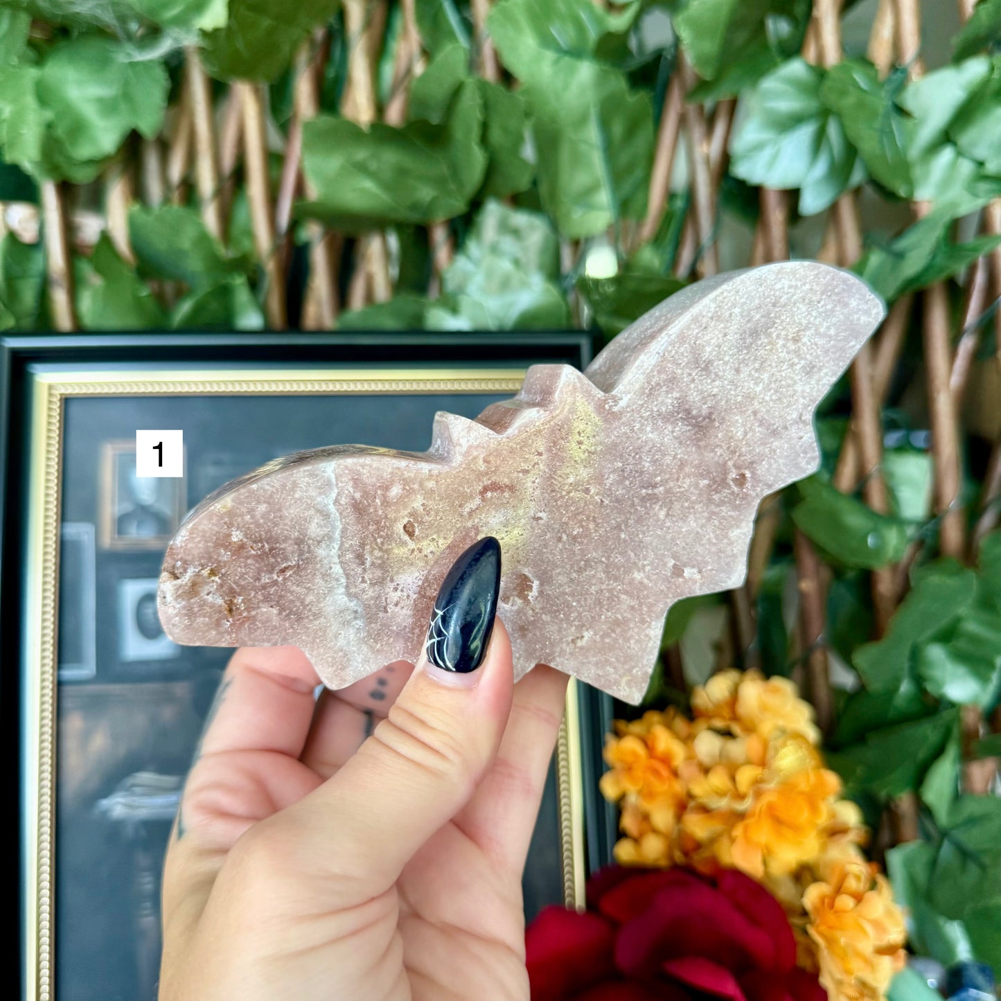 Pink Amethyst Carved Bat, Heart Chakra, New Beginnings Stone