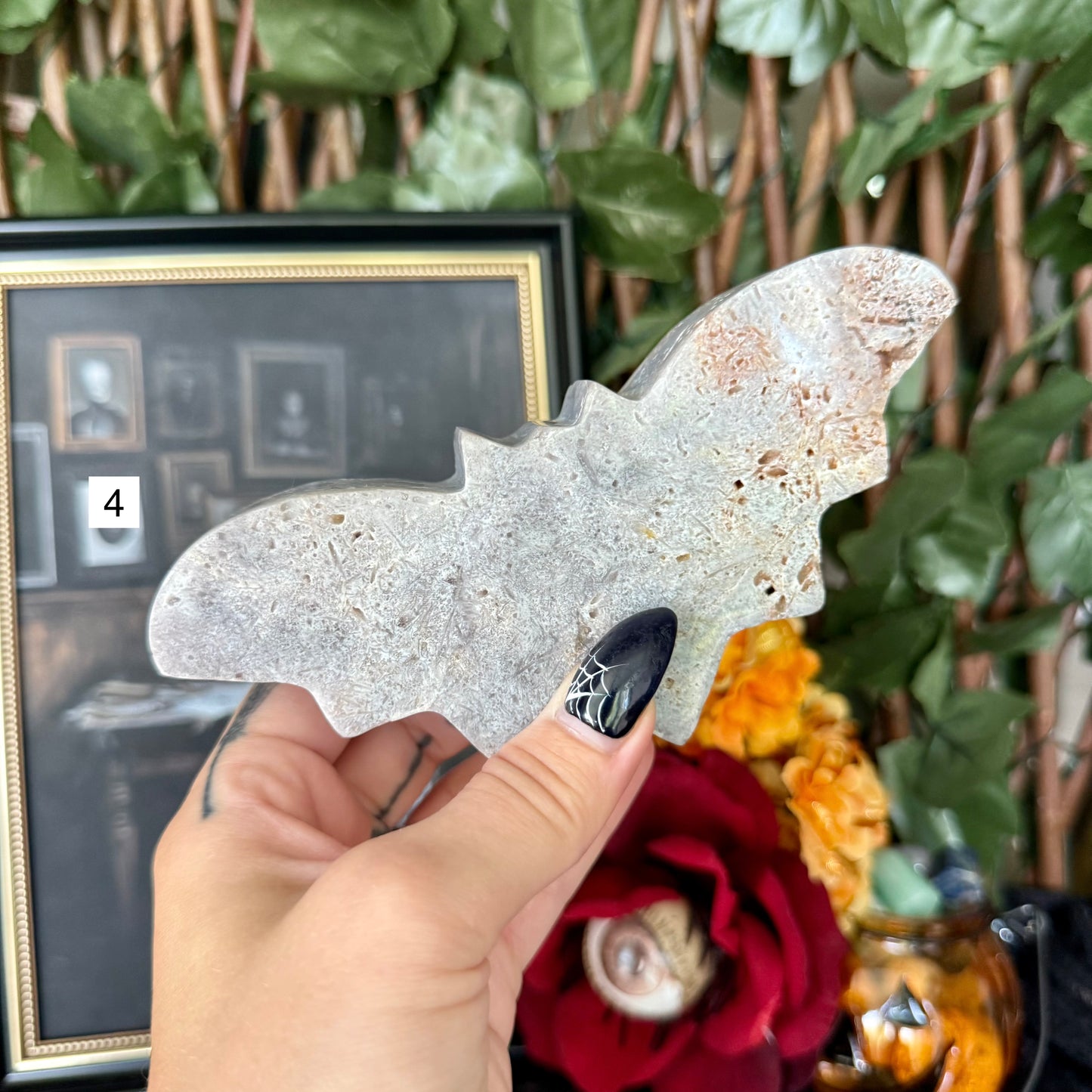 Pink Amethyst Carved Bat, Heart Chakra, New Beginnings Stone