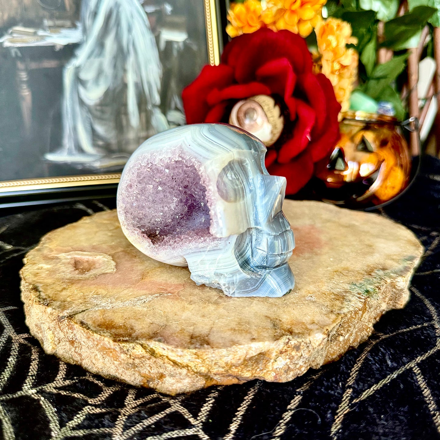 Druzy Amethyst & Blue Lace Agate, Nurturing Stone, Stress Relief