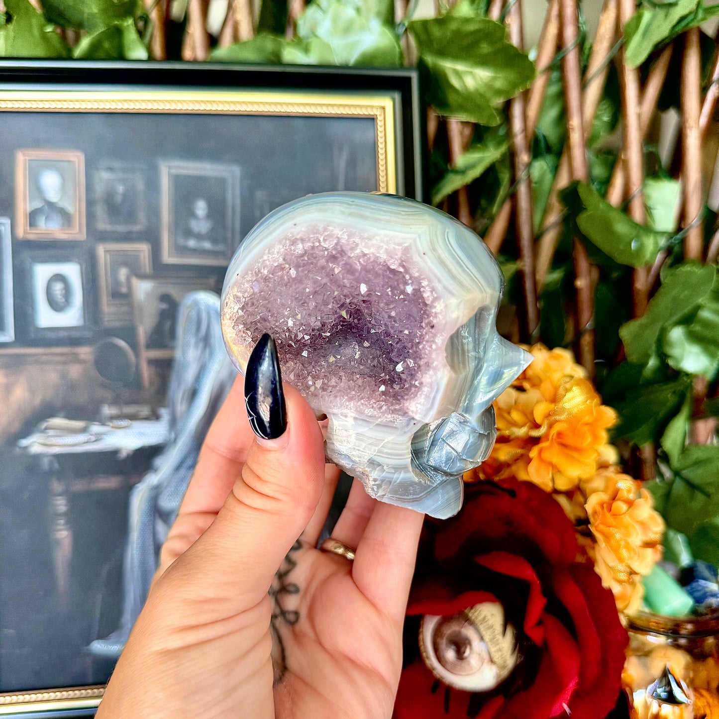 Druzy Amethyst & Blue Lace Agate, Nurturing Stone, Stress Relief