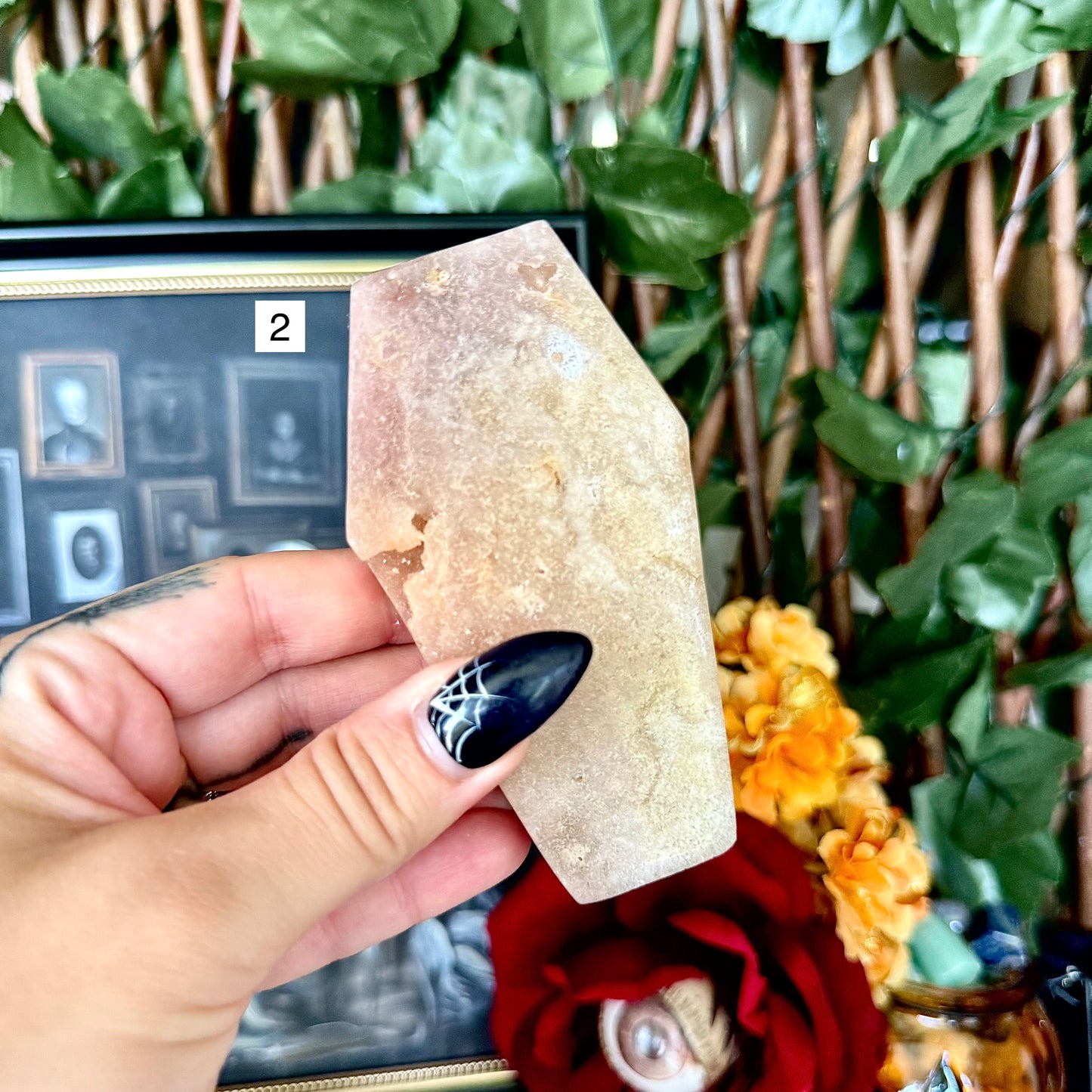 Druzy Pink Amethyst Carved Coffin, Heart Chakra, New Beginnings Stone