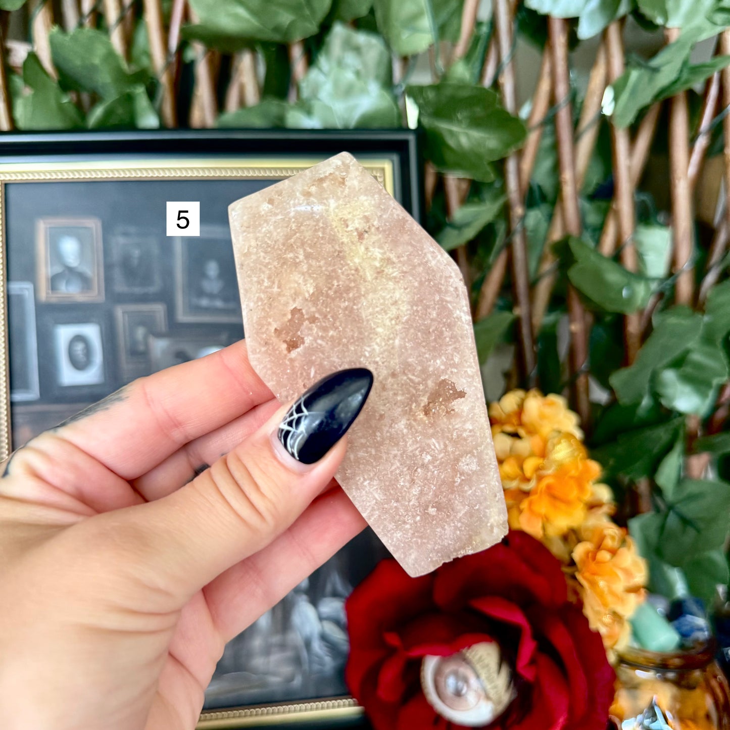 Druzy Pink Amethyst Carved Coffin, Heart Chakra, New Beginnings Stone