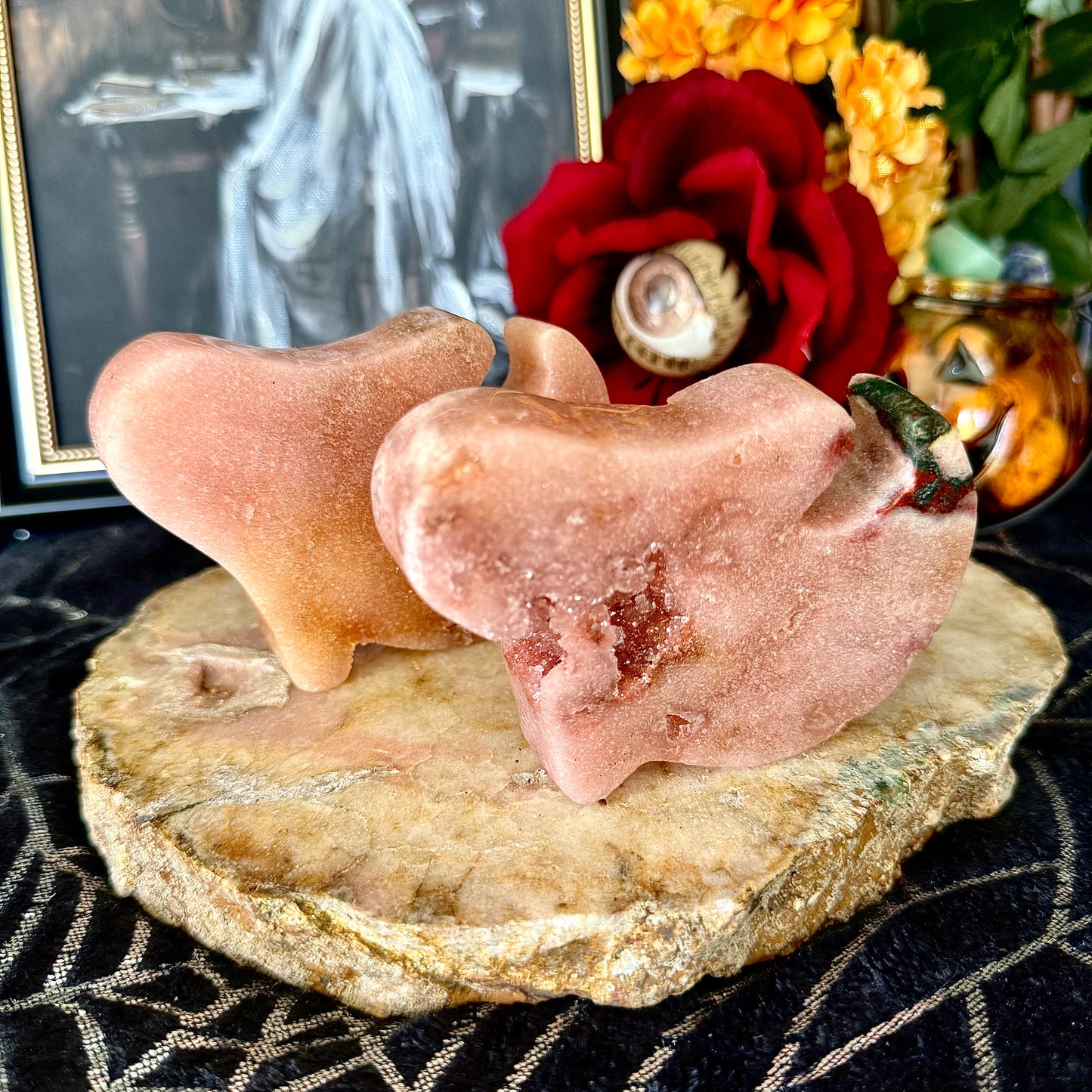 Druzy Pink Amethyst Carved Ghosty, Heart Chakra, New Beginnings Stone