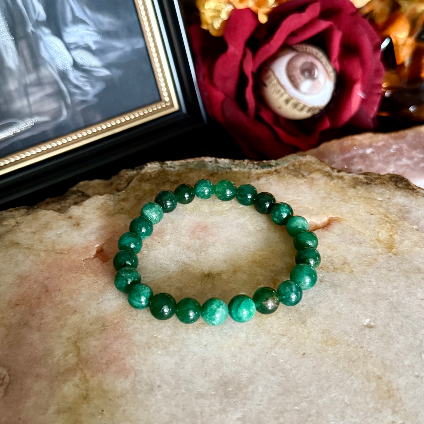 8mm Emerald Bracelet, Rebirth, Balancing Stone